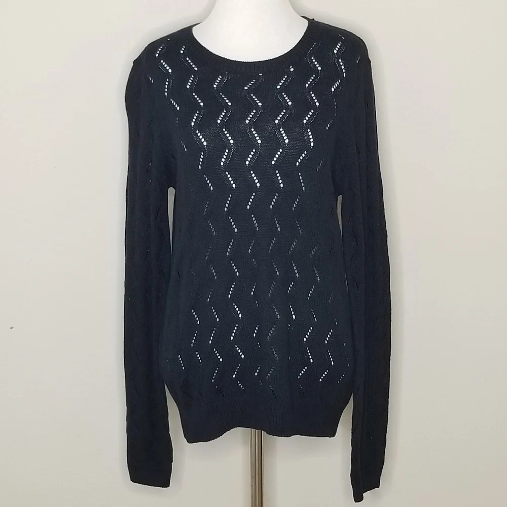 NWT 14th & Union Blue Open Knit Long Sleeve Sweater S